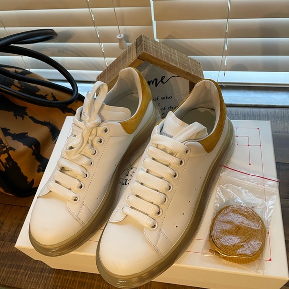 Alexander McQueen Oversized White & Mineral Yellow Gel Sole Sneakers - Picture 11 of 11